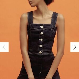 Anthropologie Black Overalls Fitted Bodice Denim